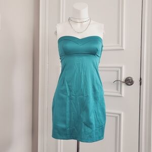 Vintage 90s Satin Cotton blend Strapless Bustier Bodycon Dress- Small